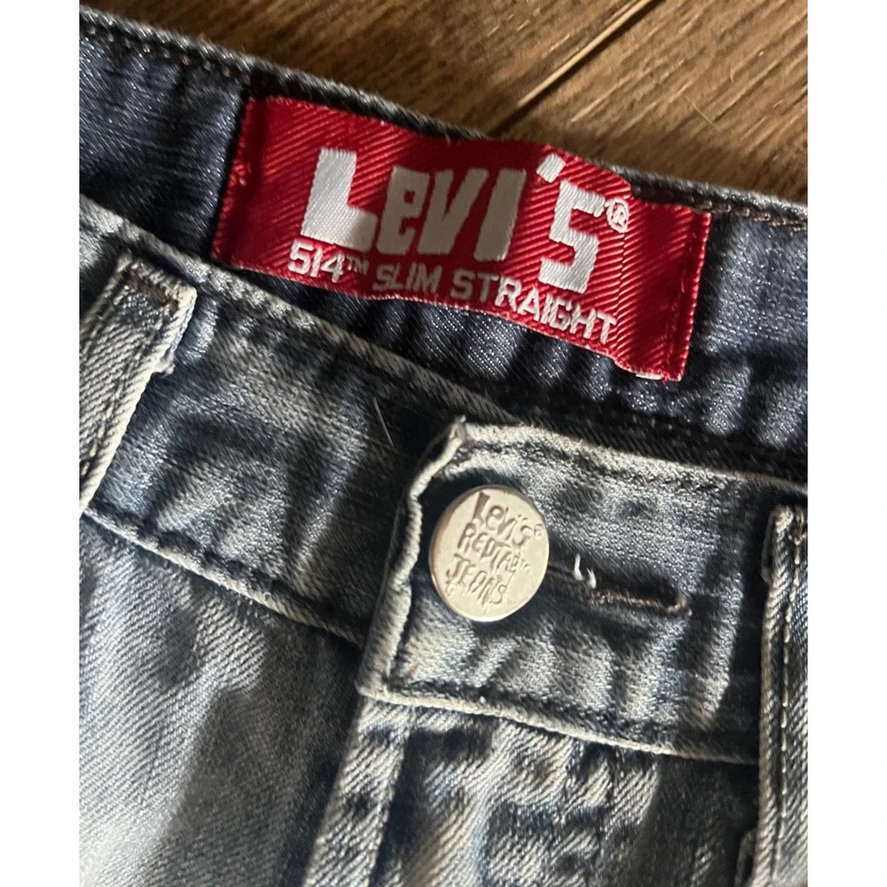 Levis 514 Slim Straight Light Wash Denim Jeans Mens 28x30 Blue
